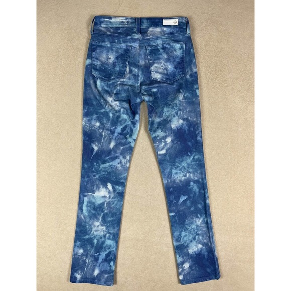 AG Adriano Goldschmied The Mari Jeans Womens 27R High Rise Straight Blue Tie Dye - Picture 11 of 11